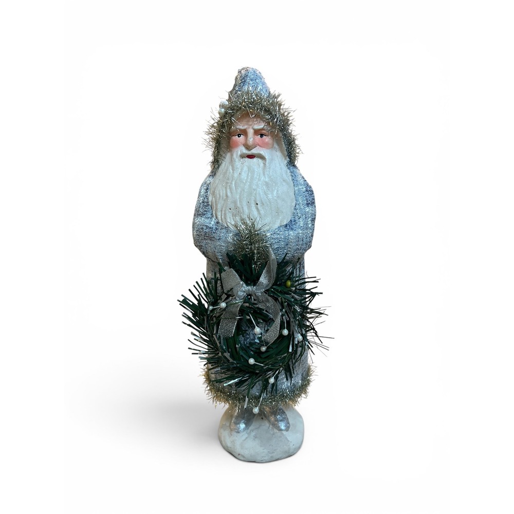 At Home‎ Jeweled Frost Santa Claus Silver White Christmas Figurine 16.5 Inch